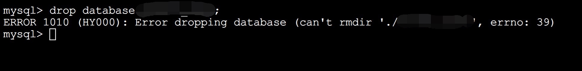 寶塔面板無法刪除數據庫,報錯ERROR 1010(HY000):Error dropping database ( errno: 39)解決